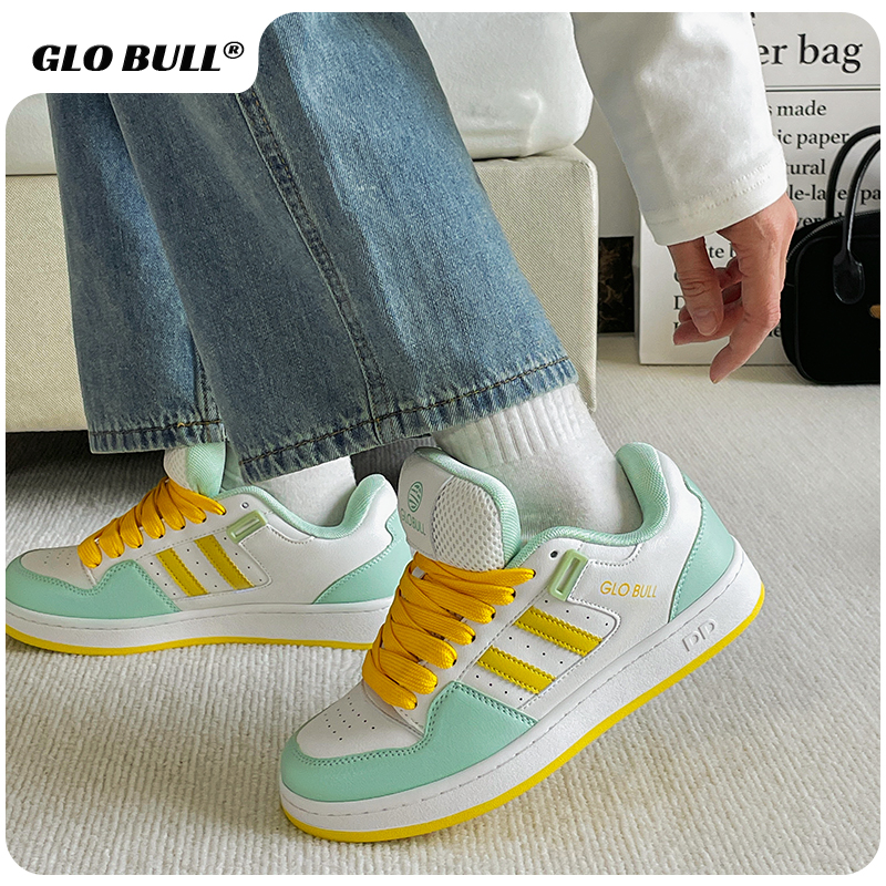 GLO BULL潮流拼色面包鞋女2025春季新款鞋子厚底增高女鞋低帮板鞋
