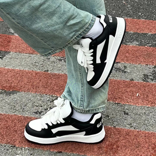 运动潮流滑板鞋 GLO BULL黑白熊猫板鞋 百搭休闲小白鞋 女 增高面包鞋