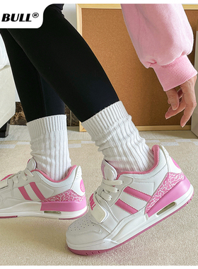 GLO BULL粉白色运动鞋女款2025春秋新款休闲百搭学生厚底增高板鞋