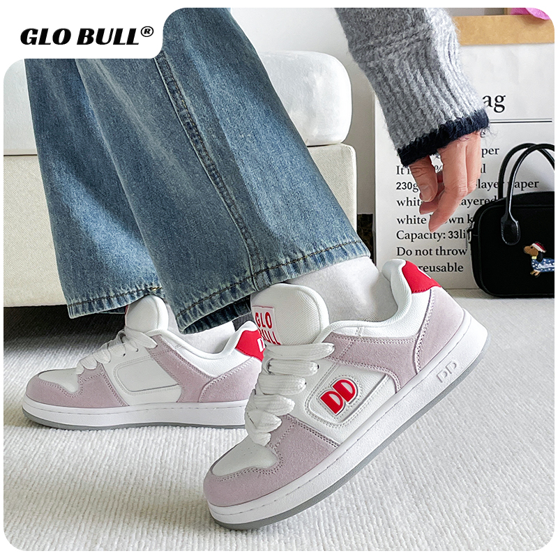 GLO BULL面包鞋2025新款休闲低帮情侣同款厚底增高运动白色滑板鞋