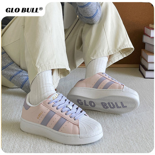 GLO BULL超可爱粉色贝壳鞋女ins潮百搭小众厚底板鞋学生春季新款