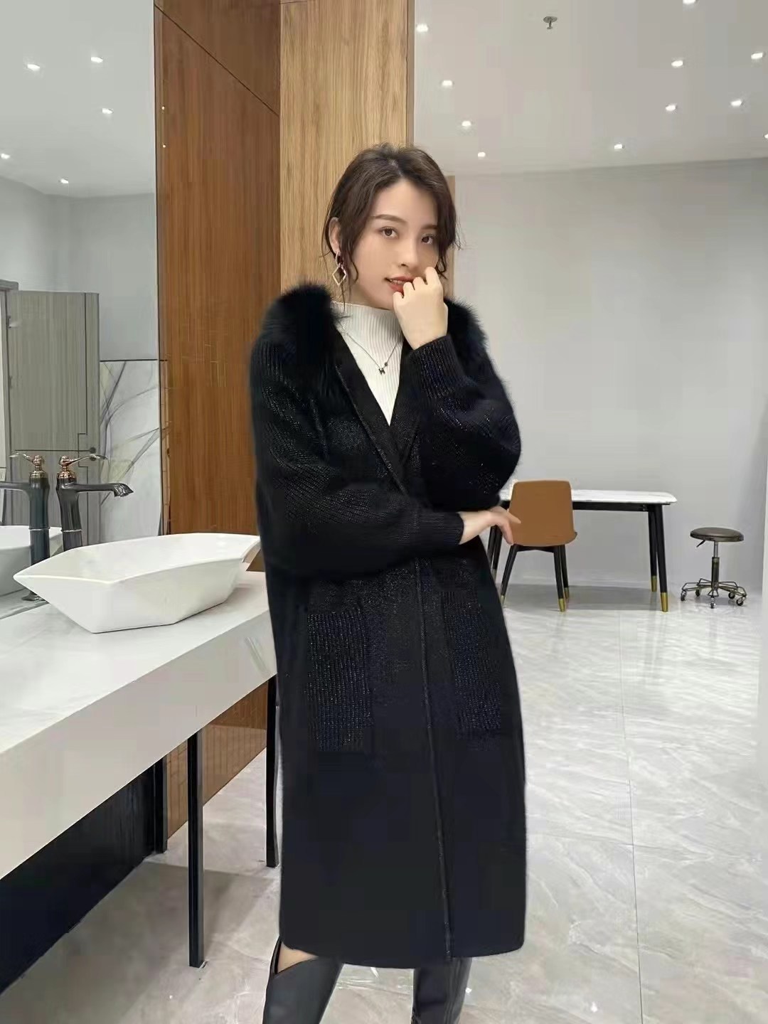 狐狸绒开衫针织外套女冬季慵懒风毛针织衫