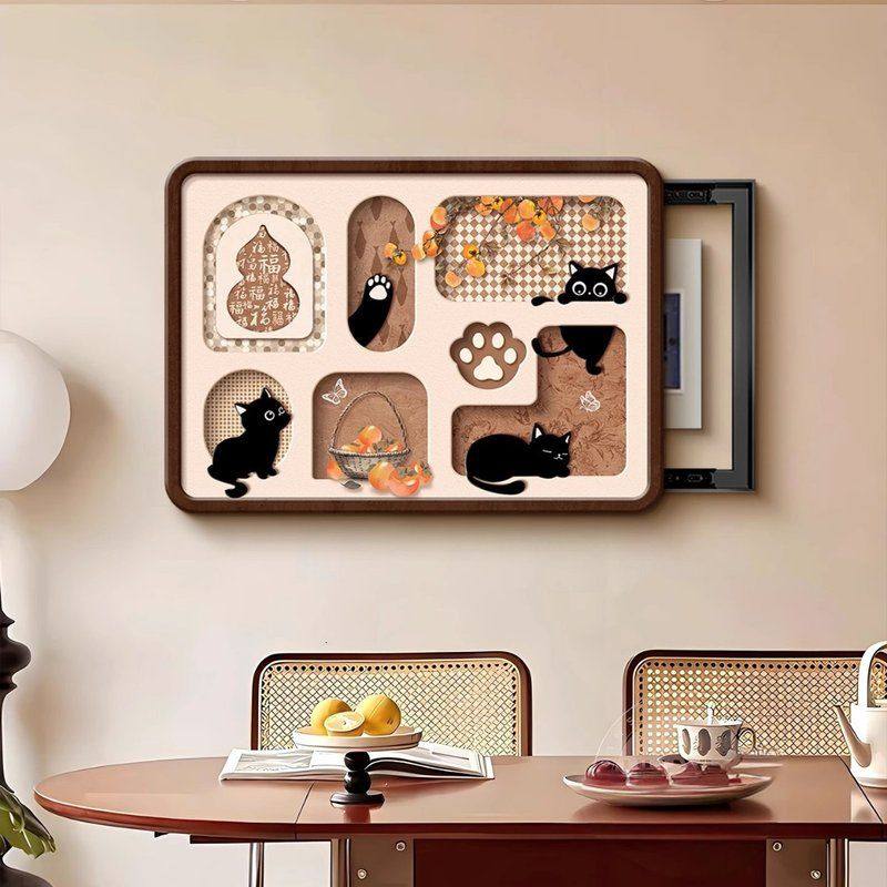 中古风电表箱装饰画免打孔配电箱遮挡挂画电闸弱电箱墙画,家居饰品,现代装饰画,淘宝优惠券,粉丝福利购,淘宝优惠卷