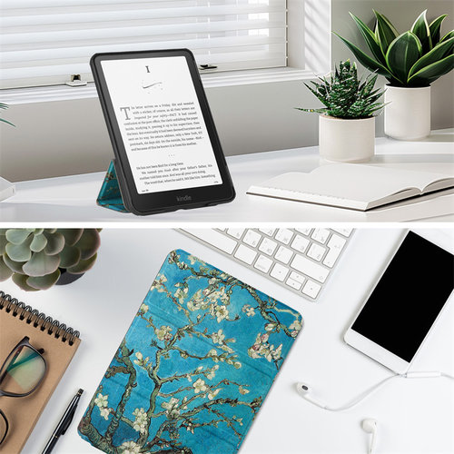 适用2024款Kindle Paperwhite12代电子书保护套7英寸Kindle Colorsoft签名版支架休眠皮套KPW6智能外壳SA568B