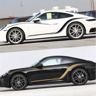 赛车运动腰线装 适用于保时捷911车贴拉花 997改装 991 饰贴纸 992