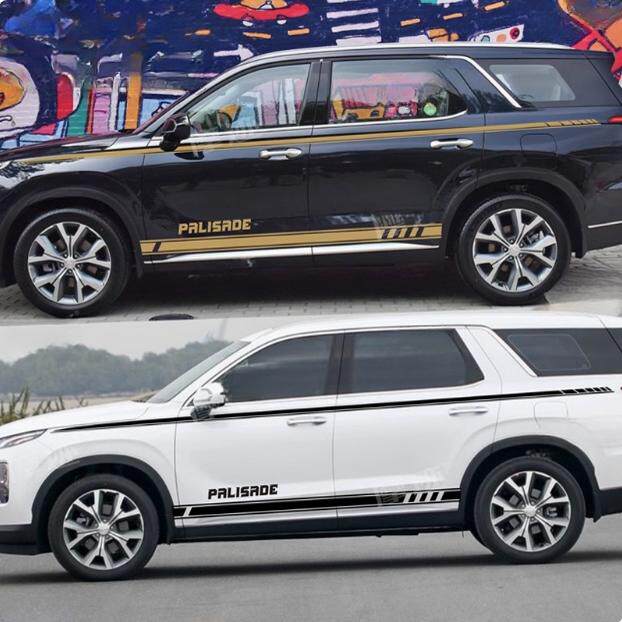 适用正品于帕里斯帝车贴拉花装饰汽车贴纸新胜达车身腰线彩条贴画