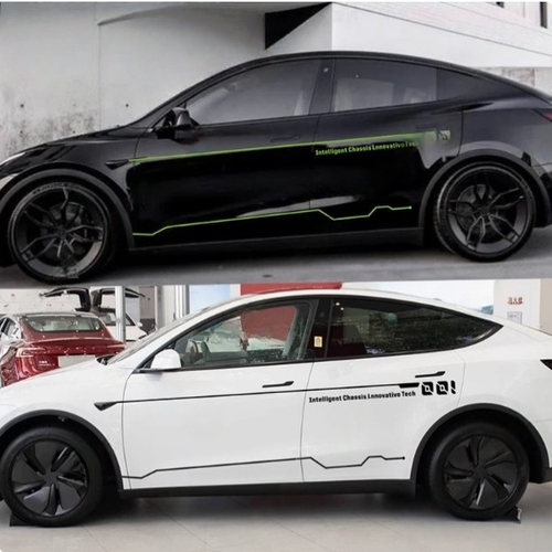 适用于特斯拉ModelY改装饰车身腰线拉花贴纸Model3车贴彩条modelX