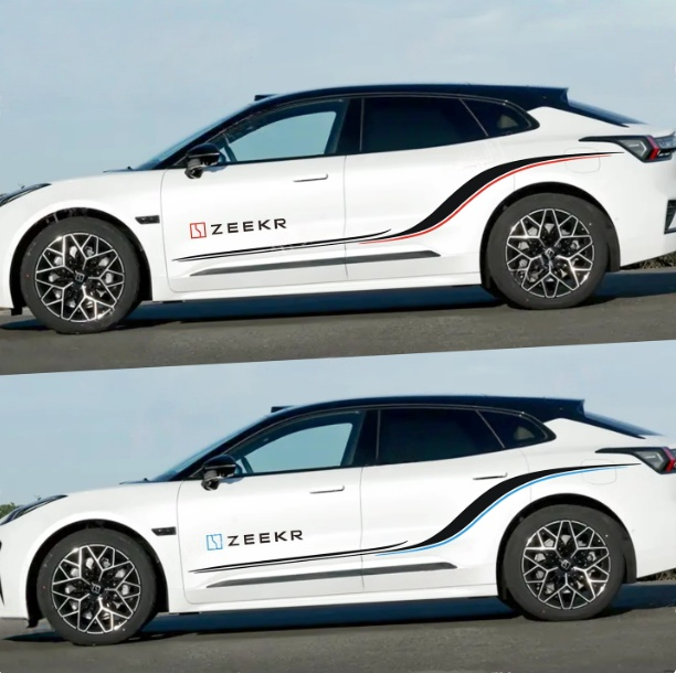 适用于极氪001车贴拉花ZEEKR 001个性改装车身装饰腰线侧裙贴纸花