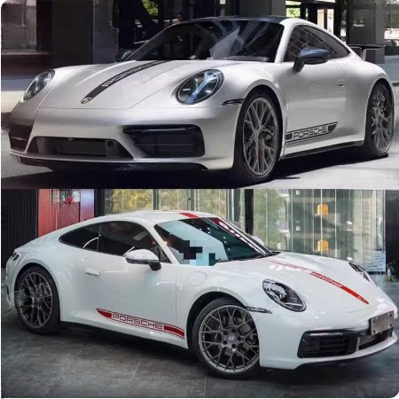 适用于保时捷911拉花车贴 carrera 997车身侧裙边贴纸992机盖改装