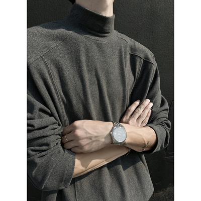 深灰色德绒秋冬加厚半高领打底衫