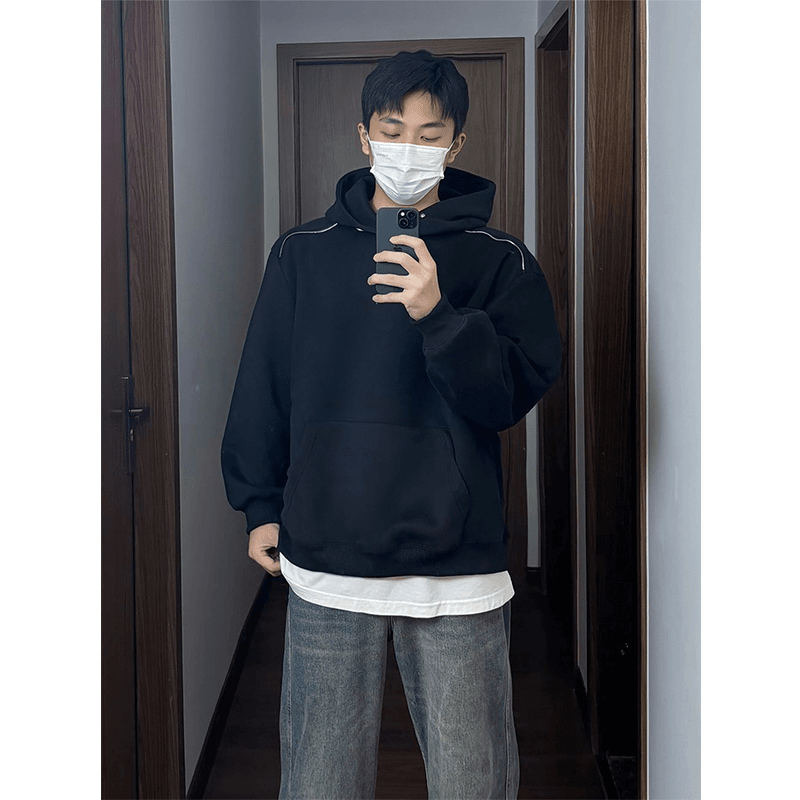 秋季美式高街重磅硬挺设计感上衣