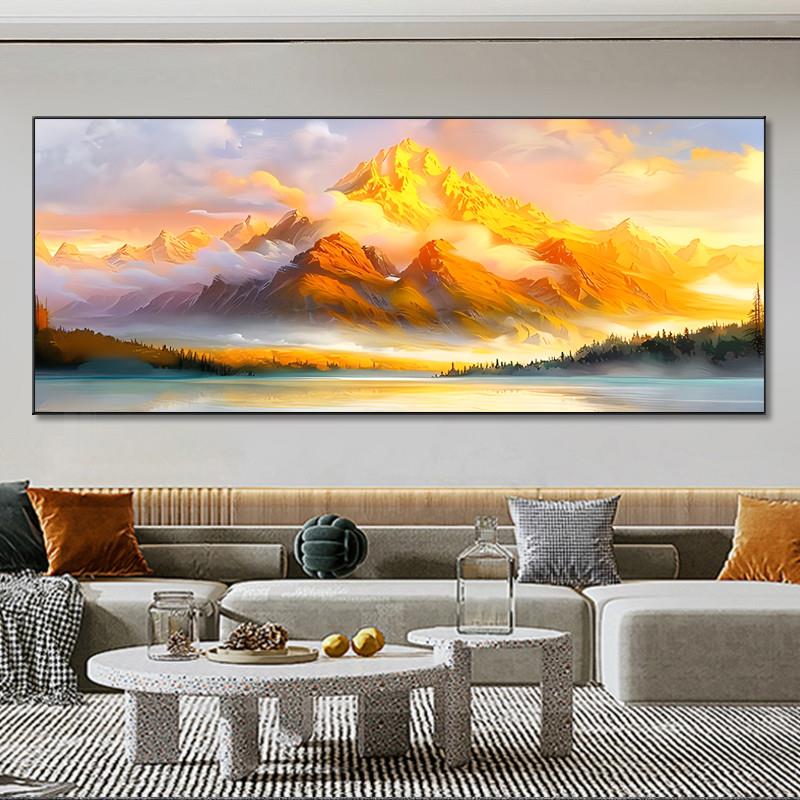 。2025新款钻石画日照金山粘钻十字绣客厅山水风景贴钻绣办公室满