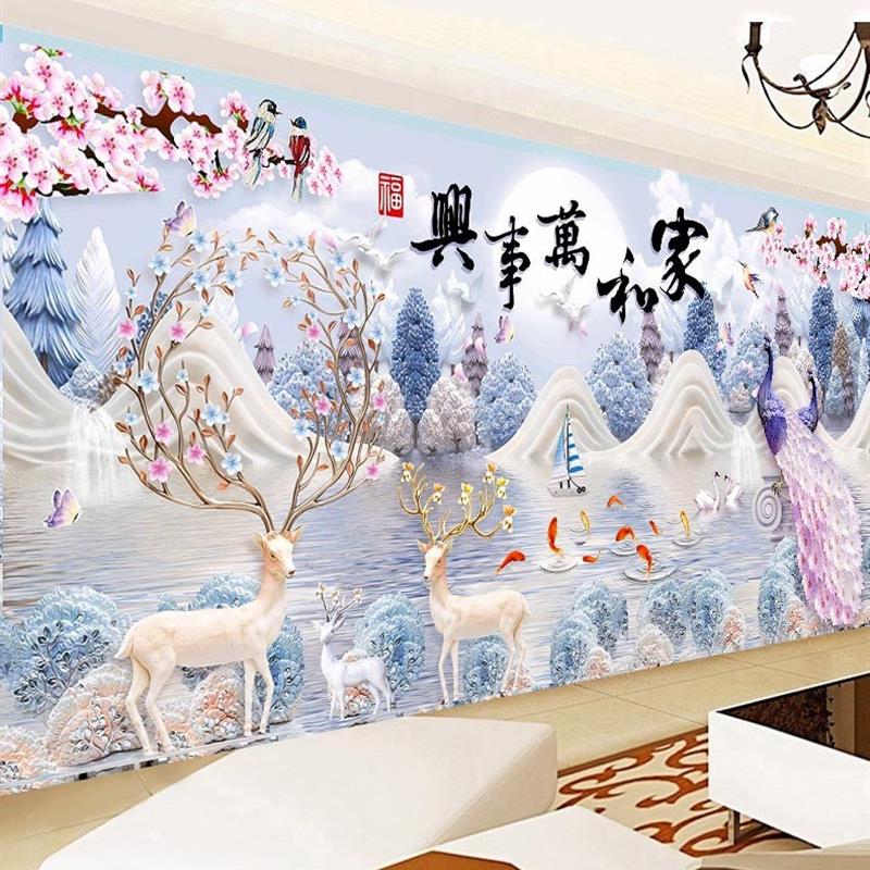 。2025全新5D钻石彩绘DIY全钻石客厅点点瓷砖十字绣家居及万世兴