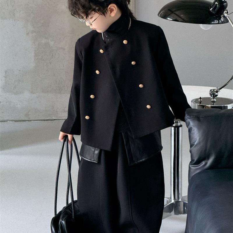 。儿童西装套装男童小香风外套秋冬洋气花童生日礼服主持走秀演出