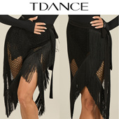 221 臀巾班服百搭表演GL TDANCE女拉丁练习服 网面流苏系带半裙