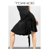 TDANCE女士拉丁舞练功裙 臀巾表演演出夏TD18 绑带立体花朵半裙