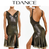 练习服亮片点缀拉丁女TXD TDANCEx杜玉君联名 亮皮大摆半裙