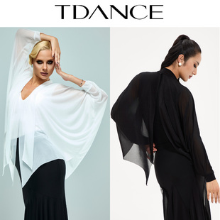 TDANCE摩登练习【领带拼接纱质飘片连体上衣】飘逸气质高端JM-97
