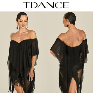 217 高级感飘逸练习服摩登GL TDANCE成人拉丁 纱质飘片连体上衣