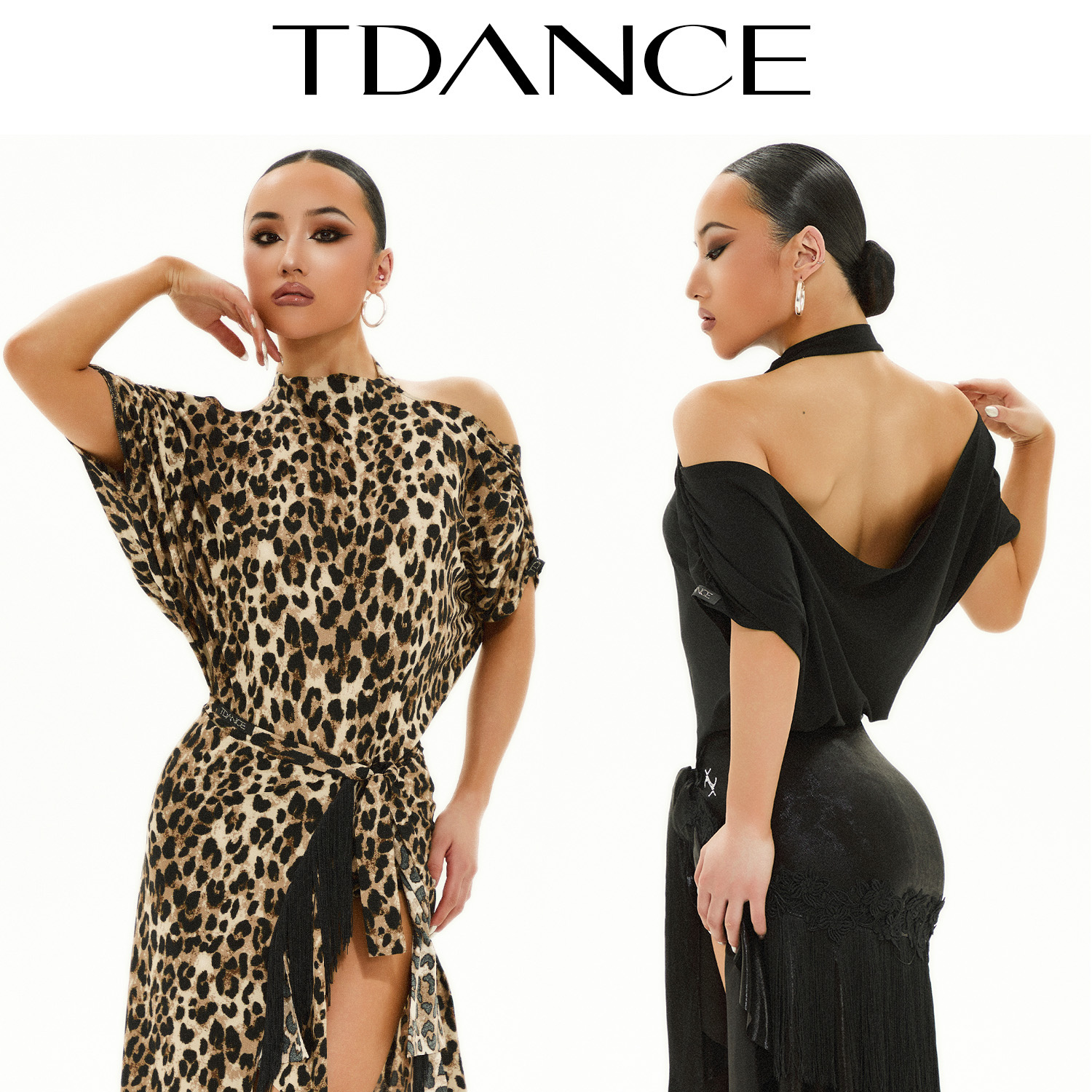 TDANCE国标舞挂脖漏肩连体上衣