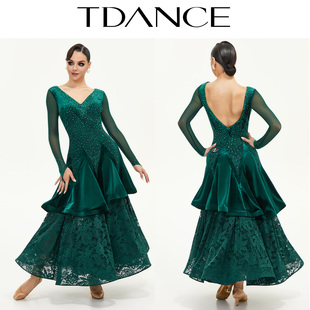 TDANCE2025新款摩登演出服【翡翠流光】高端舞裙华尔兹连衣裙SM04