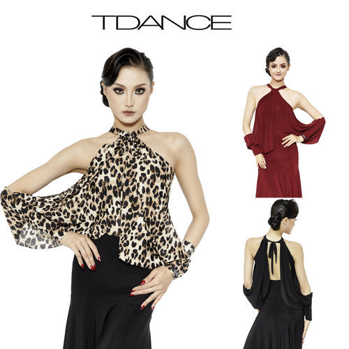 TDANCE挂脖镂空灯笼袖连体上衣