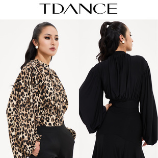TDANCE高端摩登【抓褶灯笼袖l连体上衣】修身遮肉长袖练习服JM-94