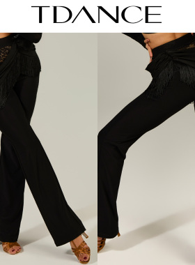 TDANCE女拉丁【蕾丝抓褶流苏微喇叭裤】练功裤显瘦日常教师GL-247