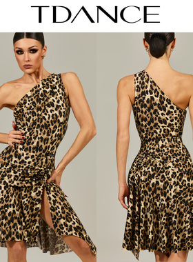 TDANCE国标拉丁【单肩连体上衣】女成人带胸垫教师上课表演GL-238