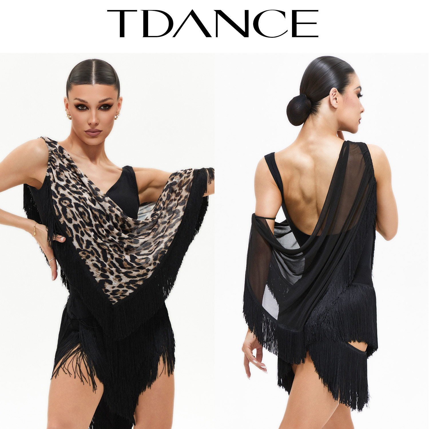 TDANCE女生拉丁【不对称挂臂流苏连体上衣】设计感成人高级GL-184