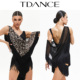 184 设计感成人高级GL TDANCE女生拉丁 不对称挂臂流苏连体上衣
