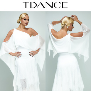 TDANCE摩登练习服【单肩拼接网纱连体上衣】设计感高级飘逸JM-159