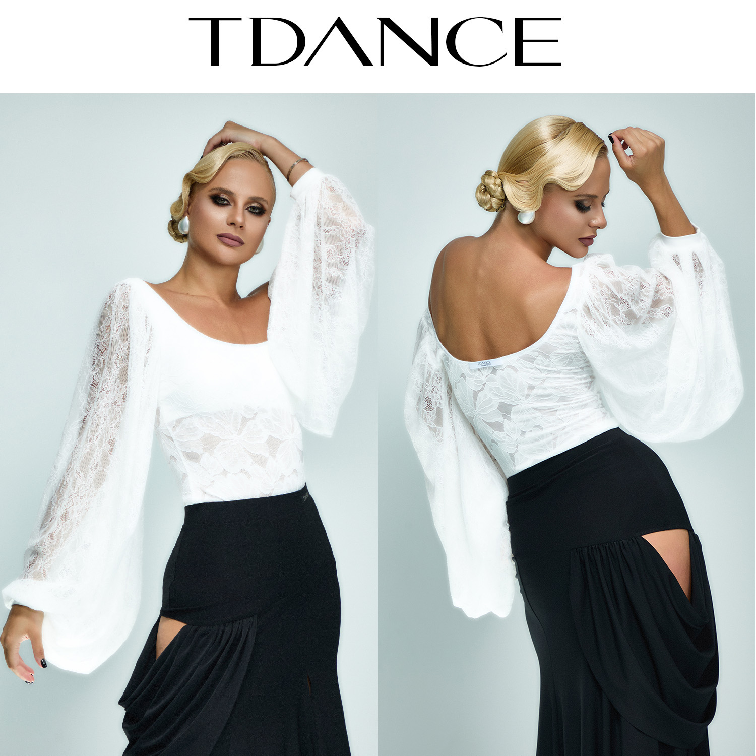 TDANCE方领灯笼袖连体上衣