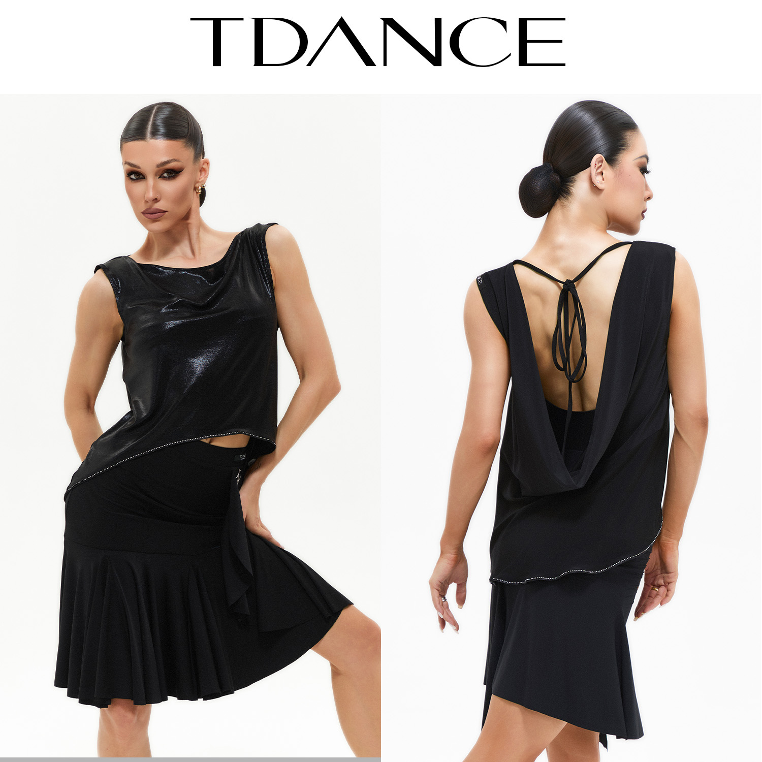 TDANCE前短后长荡领上衣