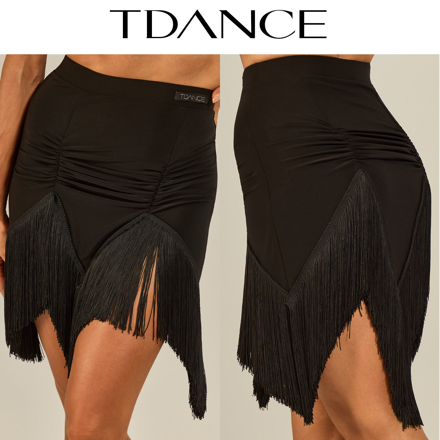 TDANCE拉丁舞服【百褶流苏半裙】练功表演班服动感百搭短裙GL-302