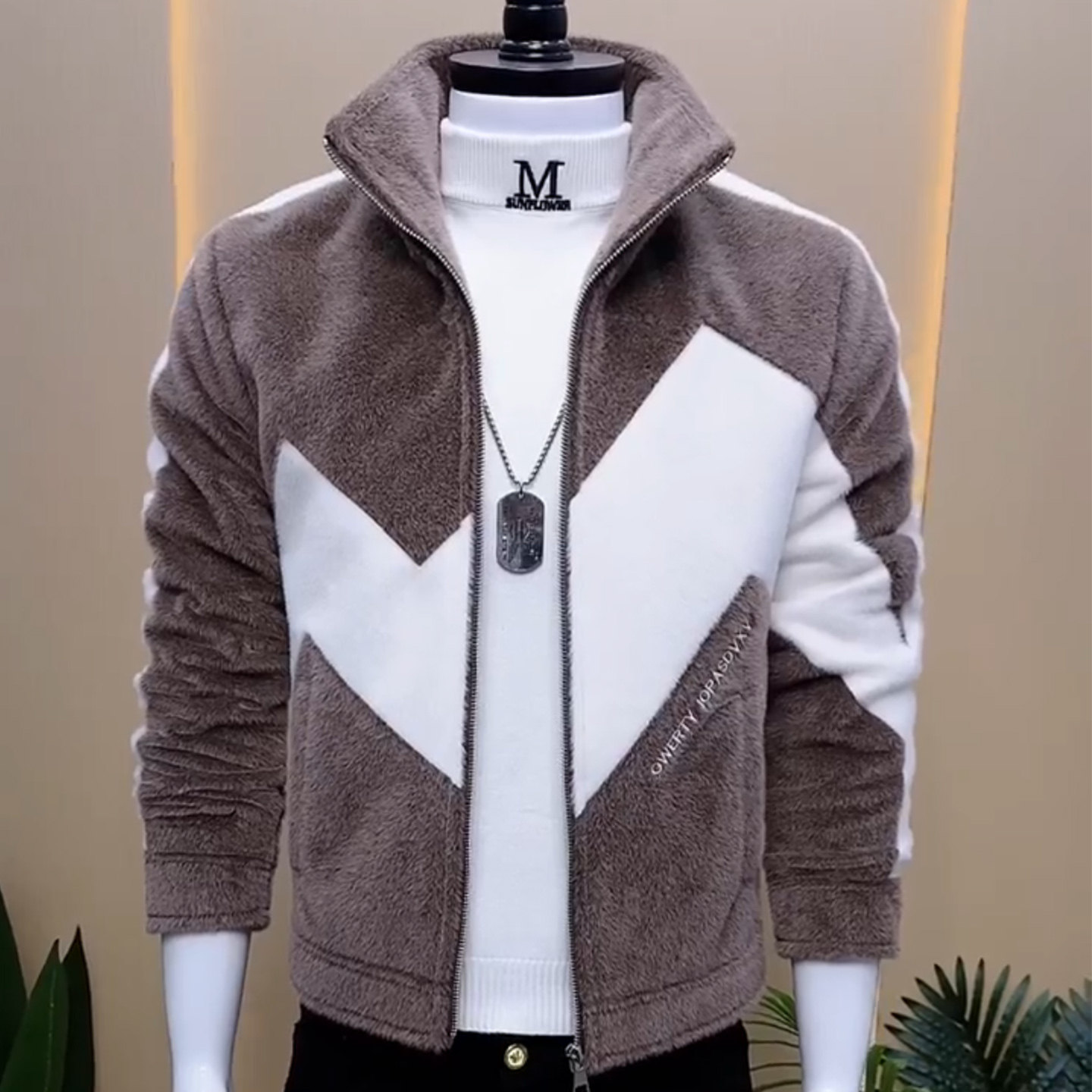 拼色水貂绒棉服外套男冬季新款韩版痞帅男士夹克保暖修身加厚棉衣