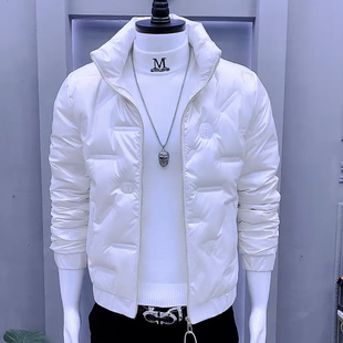 羽绒服轻薄字母痞帅韩版 立领男士 保暖棉衣 新款 潮牌棉服外套男冬季