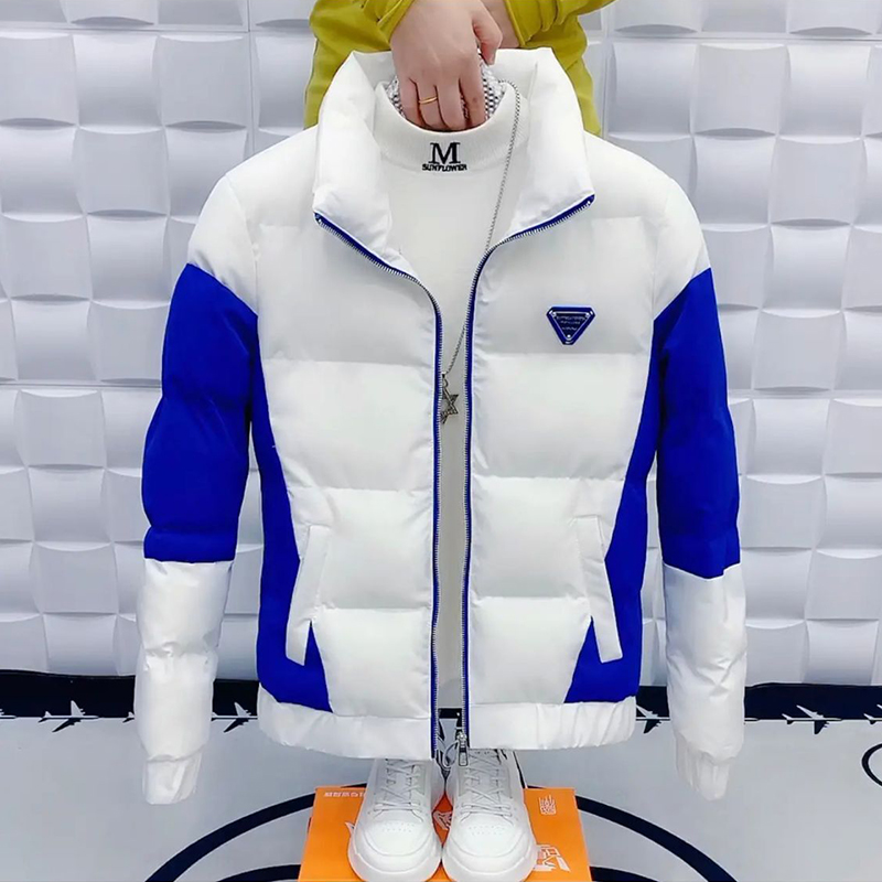 潮流网红字母刺绣短款撞色棉服