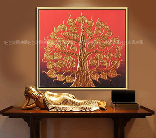 新款泰式东南亚风情装饰画客厅沙发背景走道卧室餐厅金箔挂画