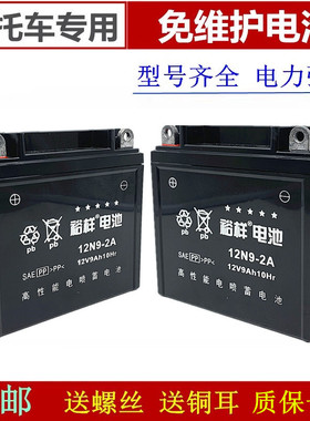 摩托车电瓶12V9a免维护通用125摩托车干电瓶踏板车12v7ah蓄电池