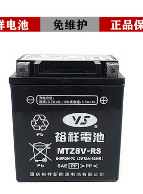 裕祥摩托车电池MTZ8V-RS适用于本田CM300/CBR300钱江摩托车干电池