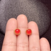 南红玛瑙保山冰红耳钉s925银针耳饰小巧精致简约养耳洞耳环女礼物