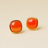 南红玛瑙保山冰红方糖耳钉s925银针耳饰小巧精致简约耳环女礼物