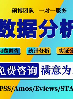 SPSS数据代分析帮做stata实证python统计meta医学R语言eviews处理