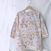 宝宝吃饭罩衣中大童男纯棉幼儿园儿童画画护衣全棉围裙女四季 透气