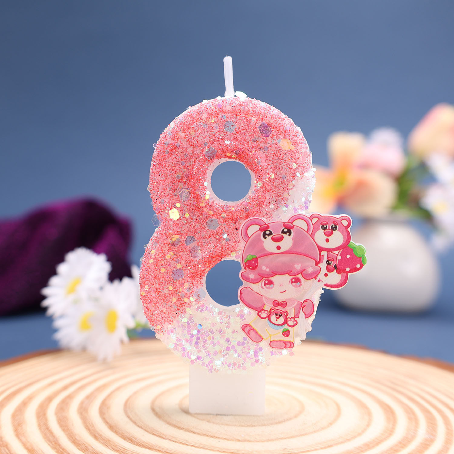 创意草莓宝宝数字蜡烛生日蛋糕甜品台装饰插件0-9岁儿童派对用品