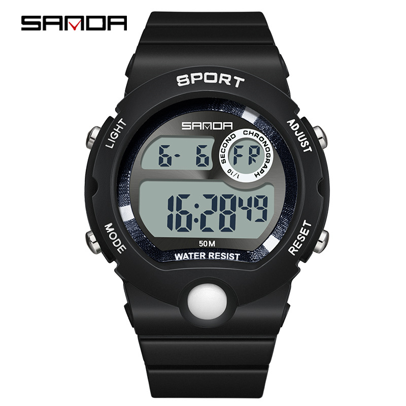 三达新款单显单机芯户外夜光男女儿童电子手表创意个性时尚腕表