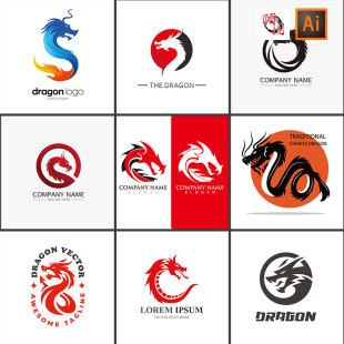 中国龙标志图标LOGO图标AI矢量设计素材