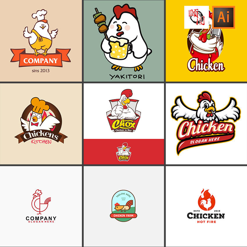 卡通鸡logo图标ai矢量设计素材