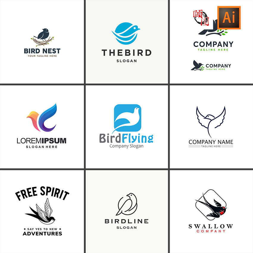 小鸟飞鸟创意logo图标设计ai矢量设计素材
